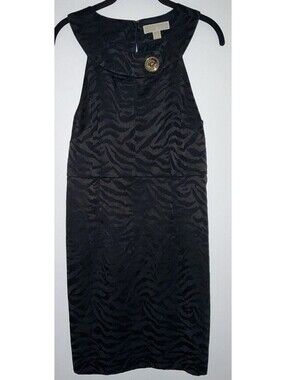 Michael Kors Women's Jacquard Sheath Dress – Sz 8 Button Animal Micheal